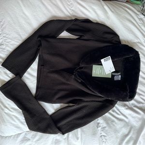 NWT Fur detail sweater cardigan